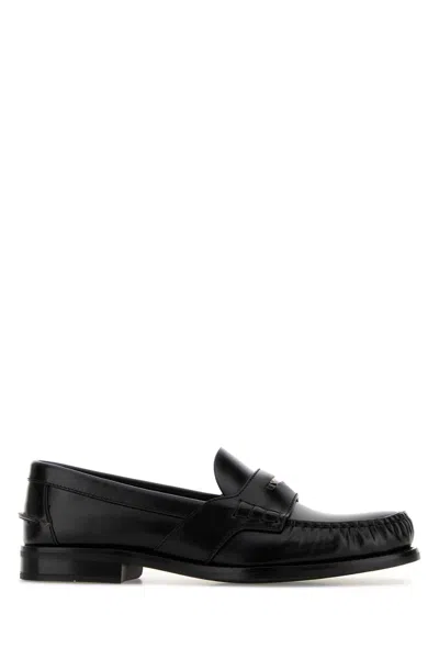 Prada Leather Loafers In Black