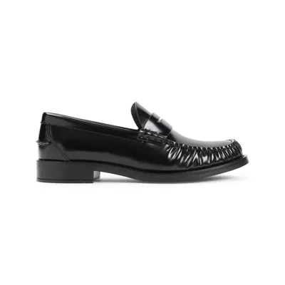 Prada Black Leather Loafer With Logo