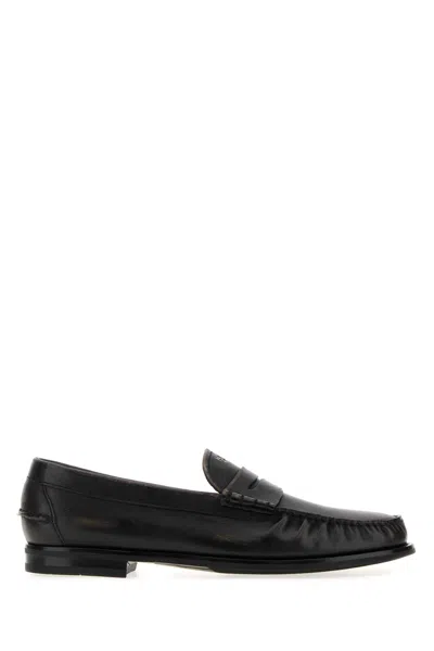 Prada Black Leather Loafers