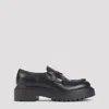 Prada Black Brushed Leather Loafer In Black