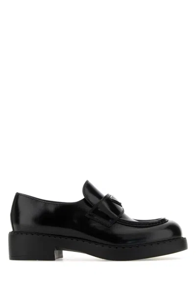 PRADA BLACK LEATHER LOAFERS