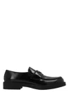 Prada Black Brushed Calf Leather Loafers In Black