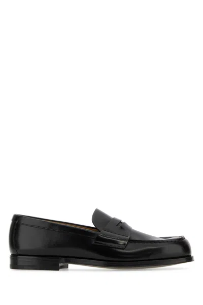 Prada Black Leather Loafers In F0002