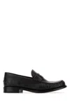 Prada Black Polished Leather Loafers In Multi