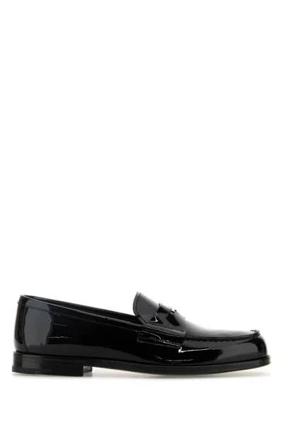 Prada Black Leather Loafers In Nero