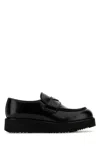 Prada Black Leather Loafers In Nero