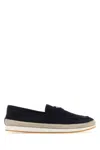 Prada Black Leather Loafers With Contrasting Sole