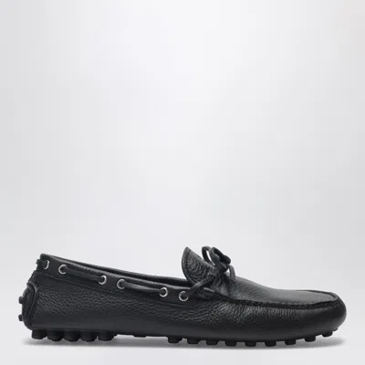Prada Black Leather Loafers With Strap
