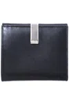 Prada Black Leather Logo Bifold Wallet (authentic Pre-loved) In Blue