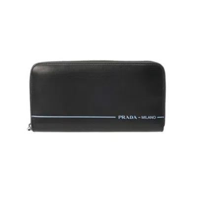 Pre-owned Prada Black Leather Long Wallet (bi-fold) ()