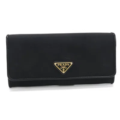 Pre-owned Prada Black Leather Long Wallet (bi-fold) ()