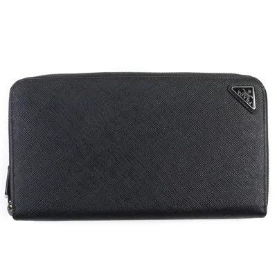 Pre-owned Prada Black Leather Long Wallet (bi-fold) ()
