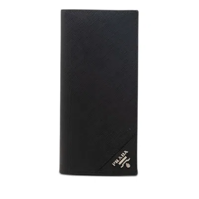 Pre-owned Prada Black Leather Long Wallet (bi-fold) ()