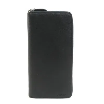 Pre-owned Prada Black Leather Long Wallet (bi-fold) ()