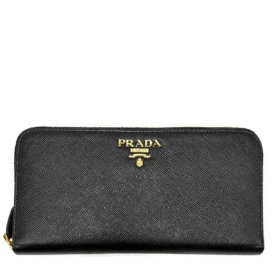 Pre-owned Prada Black Leather Long Wallet (bi-fold) ()