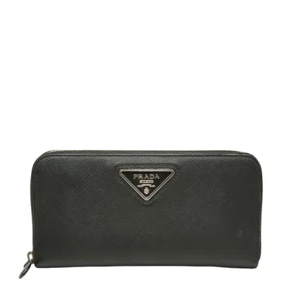 Pre-owned Prada Black Leather Long Wallet (bi-fold) ()