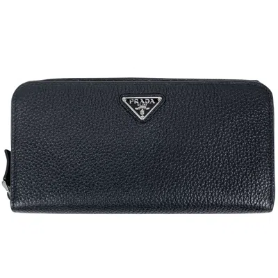 Pre-owned Prada Black Leather Long Wallet (bi-fold) ()