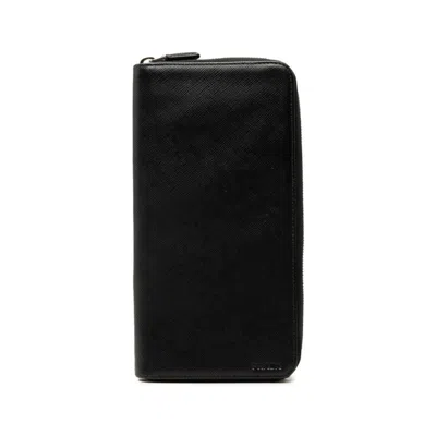 Pre-owned Prada Black Leather Long Wallet (bi-fold) ()