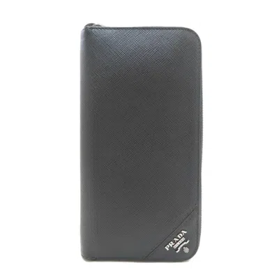 Pre-owned Prada Black Leather Long Wallet (bi-fold) ()