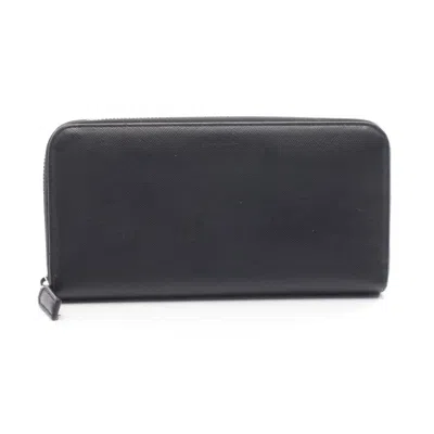 Pre-owned Prada Black Leather Long Wallet (bi-fold) ()