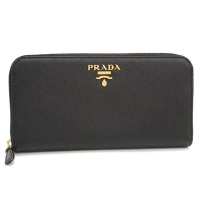 Pre-owned Prada Black Leather Long Wallet (bi-fold) ()