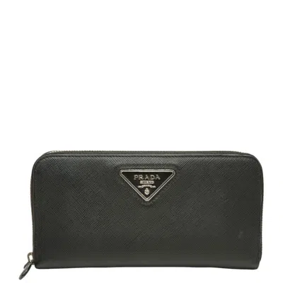 Pre-owned Prada Black Leather Long Wallet (bi-fold) ()