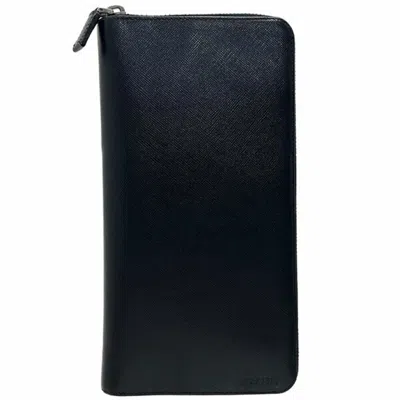 Pre-owned Prada Black Leather Long Wallet (bi-fold) ()