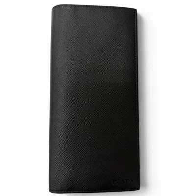 Pre-owned Prada Black Leather Long Wallet (bi-fold) ()
