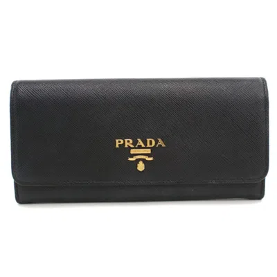 Pre-owned Prada Black Leather Long Wallet (bi-fold) ()