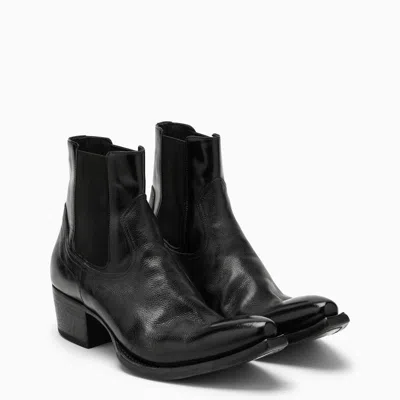 Prada Black Leather Low Boot Men
