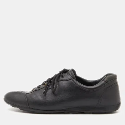 Pre-owned Prada Black Leather Low Top Sneakers Size 41