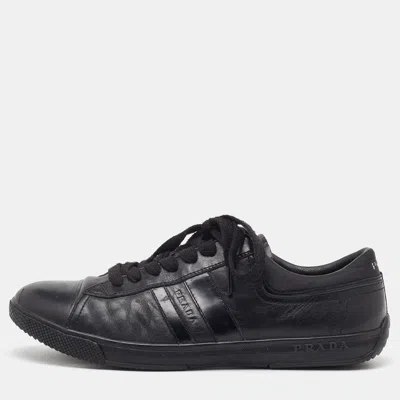 Pre-owned Prada Black Leather Low Top Sneakers Size 42