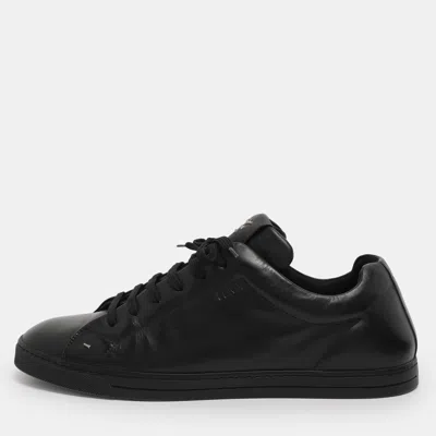 Pre-owned Prada Black Leather Low Top Sneakers Size 44