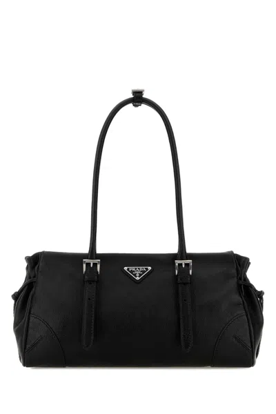 Prada Medium Bonnie Calf Leather Shoulder Bag In Black