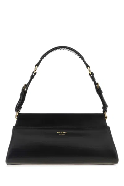 PRADA BLACK LEATHER MEDIUM PRADA ENCHAÃ®NÃ© SHOULDER BAG
