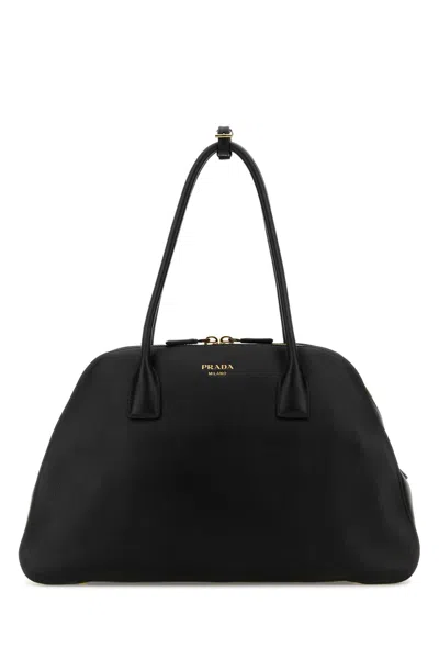 PRADA BLACK LEATHER MEDIUM SHOPPING BAG