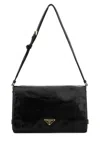 Prada Medium Triangle Logo Shoulder Bag In Black