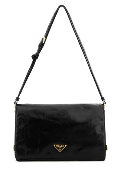 PRADA BLACK LEATHER MEDIUM SHOULDER BAG