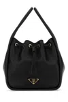 Prada Black Leather Mini  Darling Bucket Bag