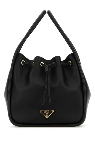 Prada Black Leather Mini  Darling Bucket Bag