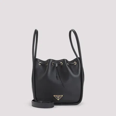 Prada Black Leather Mini  Darling Bucket Bag