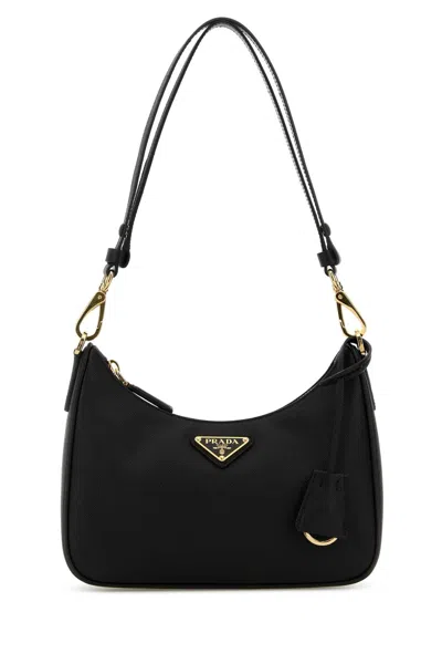 Prada Black Leather Mini  Re Edition Shoulder Bag In Red