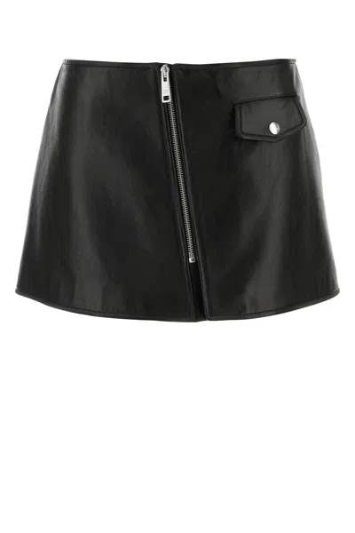 PRADA BLACK LEATHER MINI SKIRT