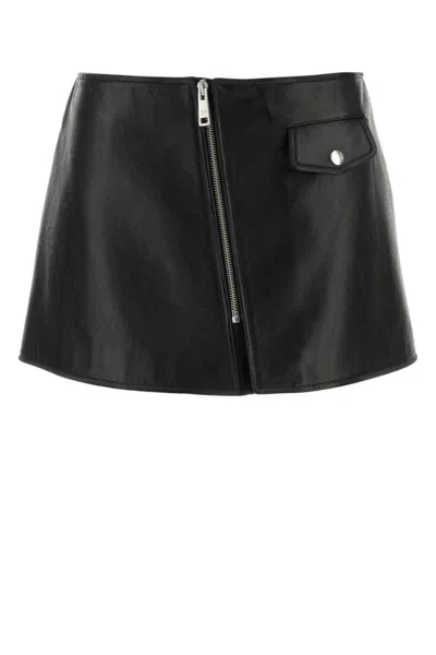 PRADA BLACK LEATHER MINI SKIRT