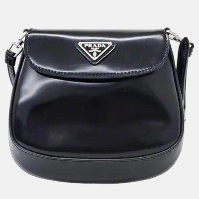 Pre-owned Prada Black Leather Mini Spazzolato Cleo Bag