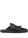 Prada Shuffle Fringed Calf Leather Mules