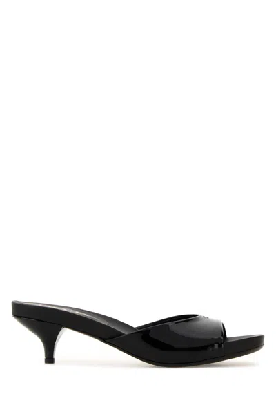 PRADA BLACK LEATHER MULES