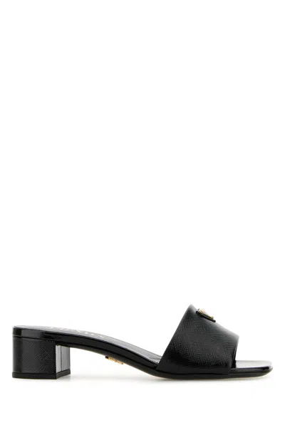 Prada Black Leather Mules