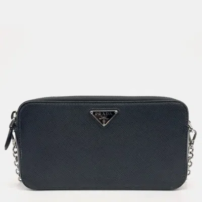 Pre-owned Prada Black Leather Nappa Diagram Mini Chain Bag