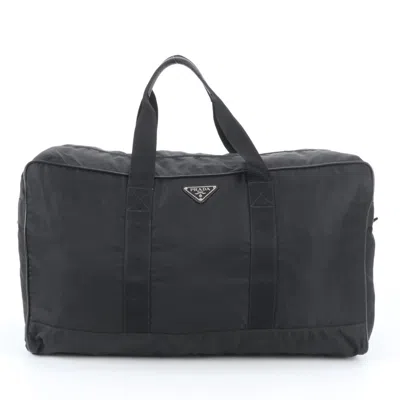 Pre-owned Prada Black Leather Nylon Boston Bag Tote Bag ()